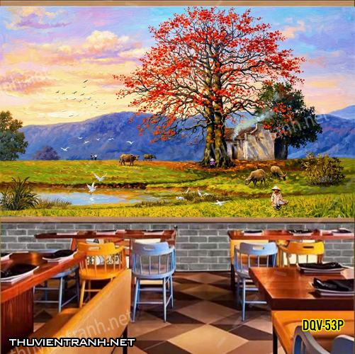 Tranh dán tường Đổng quê, Quê hương, Làng Quê Việt - -DQV-53P - Kết quả tìm kiếm tranh tường